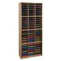 Steel/Fiberboard Literature Sorter, 72 Compartments, 32.25 x 13.5 x 75, Med Oak (SAF7131MO) Product Image 