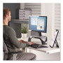 Fellowes Smart Suites Corner Monitor Riser, For 21" Monitors, 18.5" x 12.5" x 3.88" to 5.13", Black/Clear Frost, Supports 40 lbs Product Image 