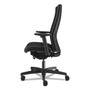 HON Ignition 2.0 Upholstered Mid-Back Task Chair With Lumbar, Supports 300 lb, 17" to 22" Seat, Black Vinyl Seat/Back, Black Base View Product Image