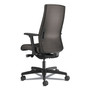 HON Ignition 2.0 Upholstered Mid-Back Task Chair With Lumbar, Supports 300 lb, 17" to 22" Seat, Black Vinyl Seat/Back, Black Base View Product Image