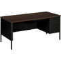 HON Metro Classic HP3265R Pedestal Desk - 29.5" Height x 66" Width x 30" Depth - 2 x Box, File Drawer(s)Right Side - Square Edge - Finish: Mocha, Black Product Image 