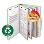 Smead Recycled Pressboard Classification Folders, 3" Expansion, 3 Dividers, 8 Fasteners, Letter Size, Gray-Green, 10/Box Product Image 