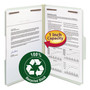 Smead Recycled Pressboard Fastener Folders, 1" Expansion, 2 Fasteners, Legal Size, Gray-Green Exterior, 25/Box Product Image 