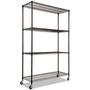 Alera NSF Certified 4-Shelf Wire Shelving Kit with Casters, 48w x 18d x 72h, Black Product Image 