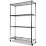 Alera NSF Certified 4-Shelf Wire Shelving Kit with Casters, 48w x 18d x 72h, Black Product Image 