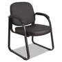 Alera Genaro Series Faux Leather Half-Back Sled Base Guest Chair, 25" x 24.80" x 33.66", Black Seat, Black Back, Black Base Product Image 
