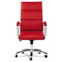 Alera Neratoli High-Back Slim Profile Chair, Faux Leather, Up to 275 lb, 17.32" to 21.25" Seat Height, Red Seat/Back, Chrome Product Image 