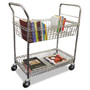 Alera Carry-all Mail Cart, Metal, 1 Shelf, 1 Bin, 34.88" x 18" x 39.5", Silver Product Image 