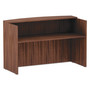 Alera Valencia Series Reception Desk with Transaction Counter, 71" x 35.5" x 42.5", Modern Walnut Product Image 