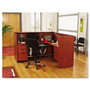 Alera Valencia Series Reception Desk with Transaction Counter, 71" x 35.5" x 29.5" to 42.5", Medium Cherry Product Image 