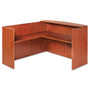 Alera Valencia Series Reception Desk with Transaction Counter, 71" x 35.5" x 29.5" to 42.5", Medium Cherry Product Image 