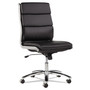 Alera Neratoli Mid-Back Slim Profile Chair, Faux Leather, Supports Up to 275 lb, Black Seat/Back, Chrome Base Product Image 