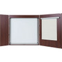 MasterVision 2-door Cherry Conference Cabinet - 48" Board Height x 48" Board Width - Porcelain Steel Surface - Cherry Wood Frame Product Image 