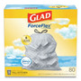 Glad ForceFlex Kitchen Drawstring Trash Bags, 13 gal, Gain Fresh Clean Scent, 24 x 27.38, White, 80/Box Product Image 