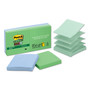 Post-it Pop-up Notes Super Sticky Recycled Pop-up Notes in Oasis Collection Colors, 3 x 3, 90 Sheets/Pad, 6 Pads/Pack Product Image 