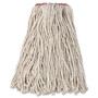 Rubbermaid Commercial Premium Cut-End Cotton Wet Mop Head, 16oz, White, 1" Orange Band, 12/Carton Product Image 