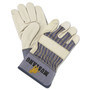 MCR Safety Mustang Leather Palm Gloves, Blue/Cream, Large, 12 Pairs Product Image 
