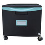 Storex Single-Drawer Mobile Filing Cabinet, 1 Legal/Letter-Size File Drawer, Black/Teal, 14.75" x 18.25" x 12.75" Product Image 