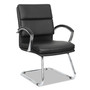 Alera Neratoli Slim Profile Stain-Resistant Faux Leather Guest Chair, 23.81" x 27.16" x 36.61", Black Seat/Back, Chrome Base Product Image 