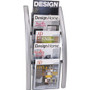 Alba 5-Pocket Wall Literature Rack - 5 Pocket(s) - 27.50" Height x 4.33" Width x 13" Depth - Silver - Metal, Acrylic Product Image 