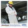 KleenGuard A35 Liquid and Particle Protection Coveralls, Zipper Front, Hooded, Elastic Wrists and Ankles, Large, White, 25/Carton Product Image 