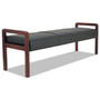 Alera Reception Lounge WL Series Three-Seat Bench, 65.75" x 22.25" x 22.88", Black Seat, Mahogany Base Product Image 