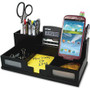 Victor Phone Holder Desk Organizer - 6 Compartment(s) - 4" Height x 5.50" Width x 10.40" Depth - Cell Phone Holder, Sturdy, Durable, Non-slip Feet, Scuff-free, Scratch Resistant - Matte Black - Black Product Image 