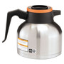 BUNN 1.9 Liter Thermal Carafe, Stainless Steel/Black/Orange (Decaf) Product Image 