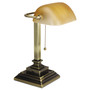 Alera Traditional Banker's Lamp with USB, 10w x 10d x 15h, Antique Brass Product Image 