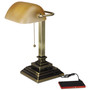 Alera Traditional Banker's Lamp with USB, 10w x 10d x 15h, Antique Brass Product Image 