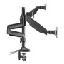 Alera AdaptivErgo Triple Arm with USB for 32" Monitors, 360 deg Rotation, +90/-90 deg Tilt, 90 deg Pan, Black, Support 15.4lb Product Image 