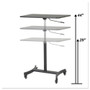 Victor DC500 High Rise Collection Mobile Adjustable Standing Desk, 30.75" x 22" x 29" to 44", Black Product Image 