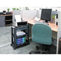 Alera 3-in-1 Cart/Stand, Plastic, 3 Shelves, 1 Drawer, 100 lb Capacity, 21.63" x 13.75" x 24.75", Black/Gray Product Image 