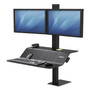 Fellowes Lotus VE Sit-Stand Workstation - Dual, 29" x 28.5" x 42.5", Black Product Image 