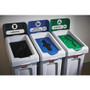 Rubbermaid Commercial Slim Jim Recycling Station Kit, 3-Stream Landfill/Mixed Recycling, 69 gal, Plastic, Blue/Gray/Green Product Image 
