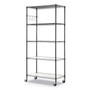 Alera 5-Shelf Wire Shelving Kit with Casters and Shelf Liners, 36w x 18d x 72h, Black Anthracite Product Image 