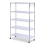 Alera 5-Shelf Wire Shelving Kit with Casters and Shelf Liners, 48w x 18d x 72h, Silver Product Image 