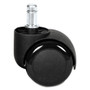 Alera Dual Wheel Hooded Casters, Grip Ring Type B Stem, 2" Soft Nylon Wheel, Black, 5/Set Product Image 