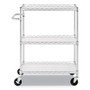 Alera Three-Shelf Wire Cart with Liners, Metal, 3 Shelves, 600 lb Capacity, 34.21" x 18" x 40", Silver Product Image 