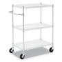Alera Three-Shelf Wire Cart with Liners, Metal, 3 Shelves, 600 lb Capacity, 34.21" x 18" x 40", Silver Product Image 