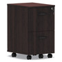 Alera Valencia Series Mobile Pedestal, Left or Right, 2 Legal/Letter-Size File Drawers, Mahogany, 15.38" x 20" x 26.63" Product Image 