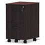 Alera Valencia Series Mobile Pedestal, Left or Right, 2 Legal/Letter-Size File Drawers, Mahogany, 15.38" x 20" x 26.63" Product Image 