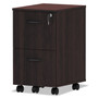 Alera Valencia Series Mobile Pedestal, Left or Right, 2 Legal/Letter-Size File Drawers, Mahogany, 15.38" x 20" x 26.63" Product Image 