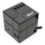 Tripp Lite by Eaton Power Cube Surge Protector, 3 AC Outlets/6 USB-A Ports, 6 ft Cord, 540 J, Black Product Image 