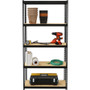 Lorell Narrow Riveted Shelving - 5 Shelf(ves) - 60" Height x 30" Width x 12" Depth - 28% Recycled - Black - Steel Product Image 