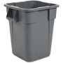 Rubbermaid Commercial Brute Square Container - 40 gal Capacity - Square - Rounded Corner, Snap Lock, Handle, Smooth, Easy to Clean - 28.8" Height x 27" Width x 23.3" Depth - Gray Product Image 