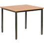 Lorell Faux Wood Outdoor Table - Teak Square Top - Black Four Leg Base - 4 Legs - 36.60" Table Top Length x 36.60" Table Top Width - 30.75" Height Product Image 