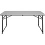 Cosco Fold Portable Indoor/Outdoor Utility Table - 200 lb Capacity - Height Adjustable - 48" Table Top Width x 24" Table Top Depth - 28" Height - Gray Product Image 