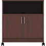 Lorell Mobile Machine Stand with Shelf - 30.75" Height x 28" Width x 19.25" Depth - Mahogany - Laminated Particleboard Product Image 