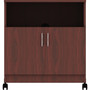 Lorell Mobile Machine Stand with Shelf - 30.75" Height x 28" Width x 19.25" Depth - Mahogany - Laminated Particleboard Product Image 